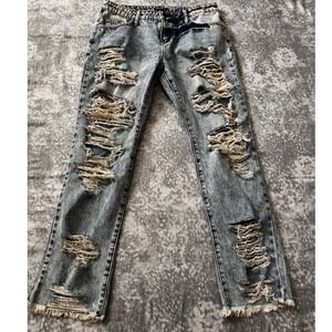 Flamingals Distressed Ripped Acid Wash Denim Jeans Pants Size M